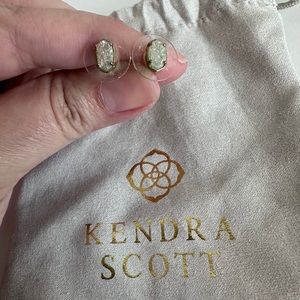 Emilie Gold Stud Earrings in Iridescent Drusy